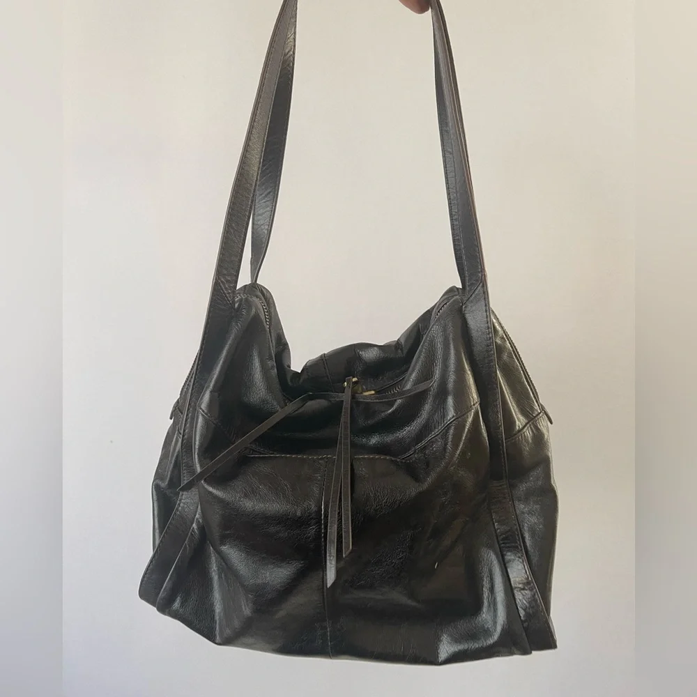 HOBO Slouchy Leather Bag With Tassels and Brass Hardware